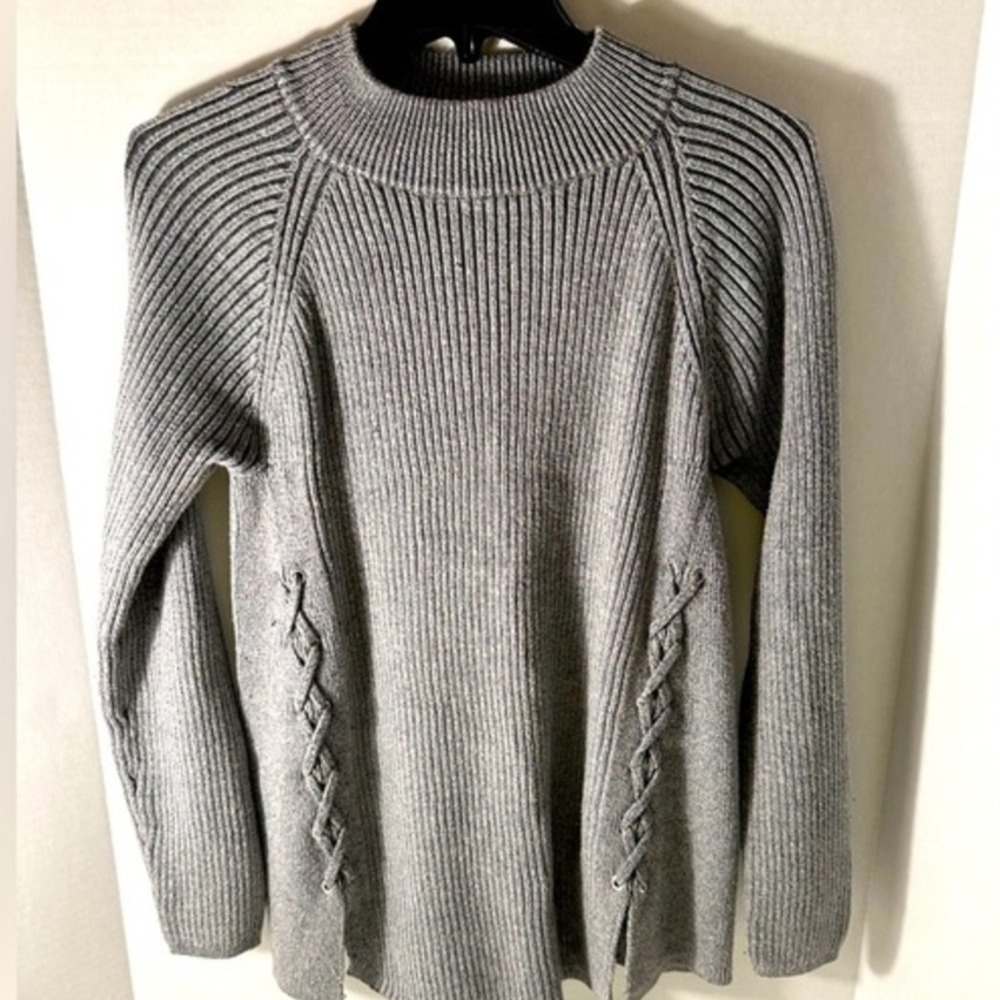 Fisherman Knit Sweater Gray Knit Tunic‎ Woman's Medium Style & Co Western Boho